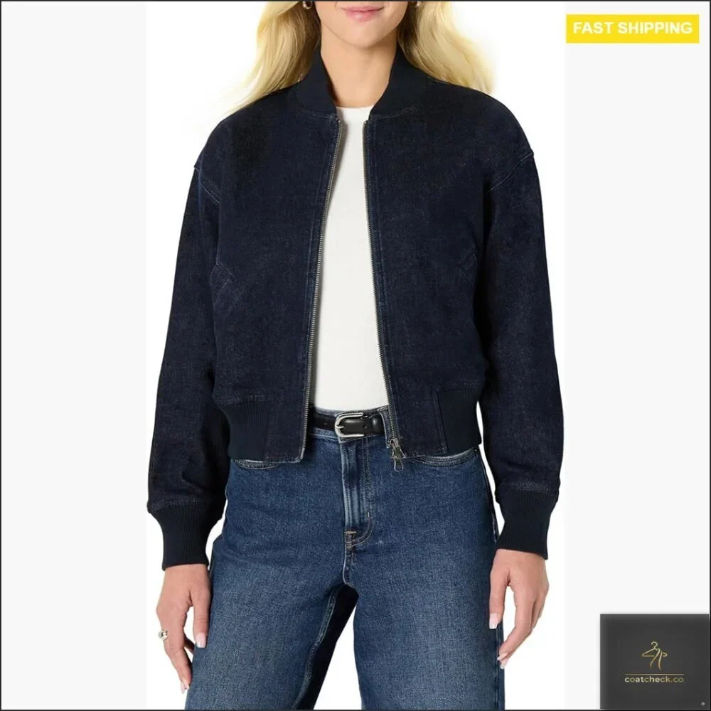 Relaxed Fit Denim Bomber Jacket, Padded Water Repellent, US Cotton